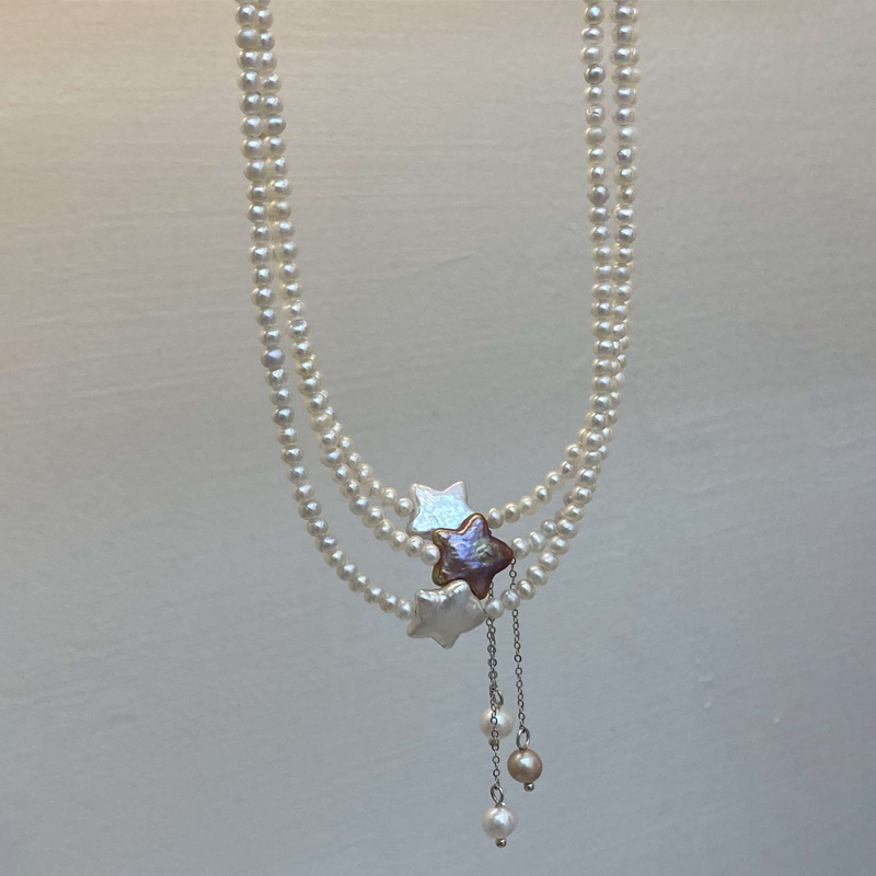 Original design star sterling silver necklace, with a niche and high-end feel. Five-pointed star pendant, fine chain, ins style, daily layering for slimming, collarbone chain