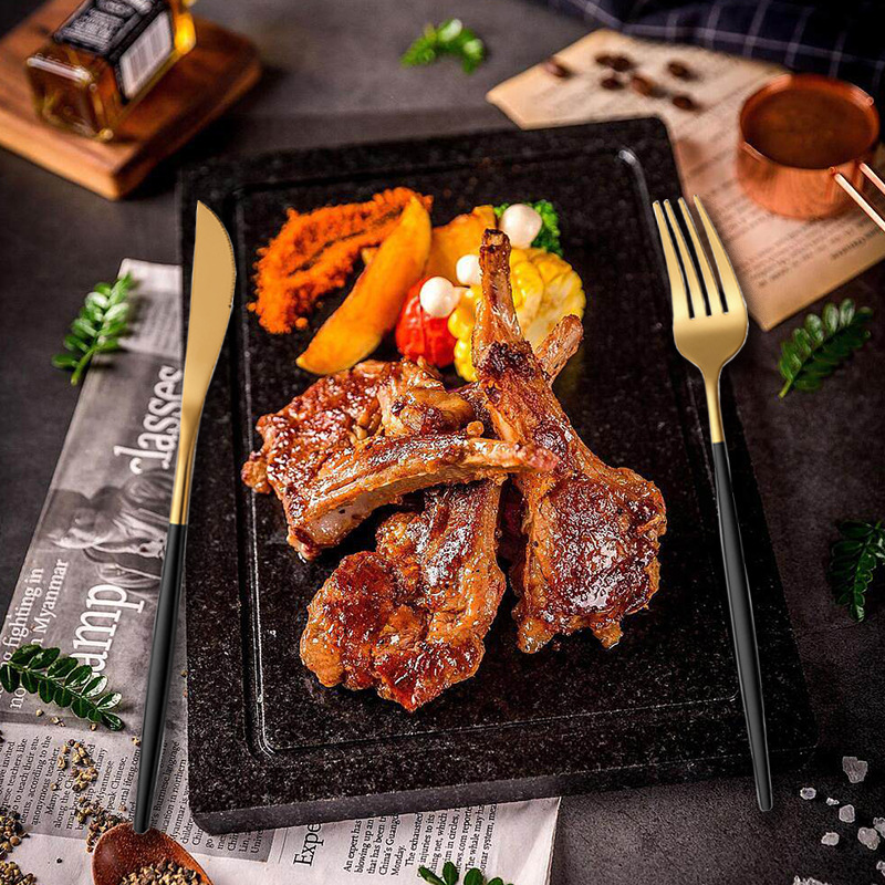 Cross-border Amazon Gift Box Western Cuisine Golden Spoon Stainless Steel Tableware Set, 24-piece set Steak knife, fork and spoon set details Picture