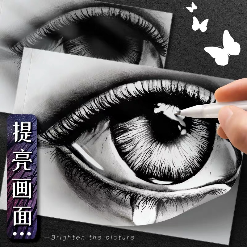 قلم رسم محترف في كتاب رسوم كاريكاتورية بألوان مائية بيضاء فضية ذهبية details Picture
