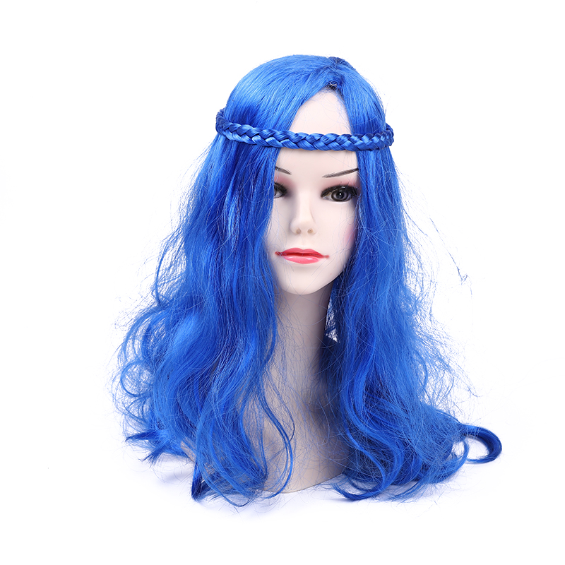 Yiwu qianfang juguetes casa azul pequeña trenza onda cabello onda peluca comercio exterior exportación details Picture