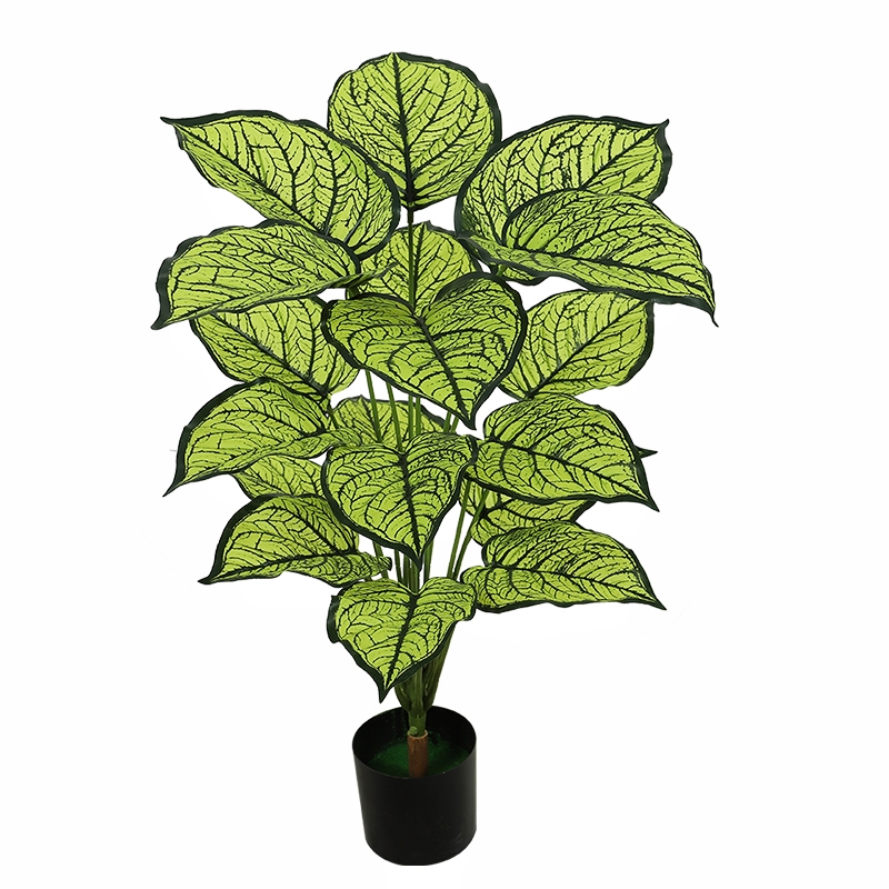 绿色斑纹仿真植物盆栽 绿植花卉园艺用品