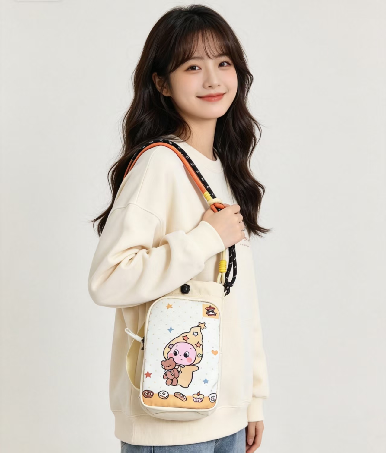 In 2026, the manufacturer's new dopamine single-shoulder bag is a convenient outdoor crossbody bag, a cartoon and cute outdoor water bottle bag, and a fashionable and versatile single-shoulder phone bag detail image 6