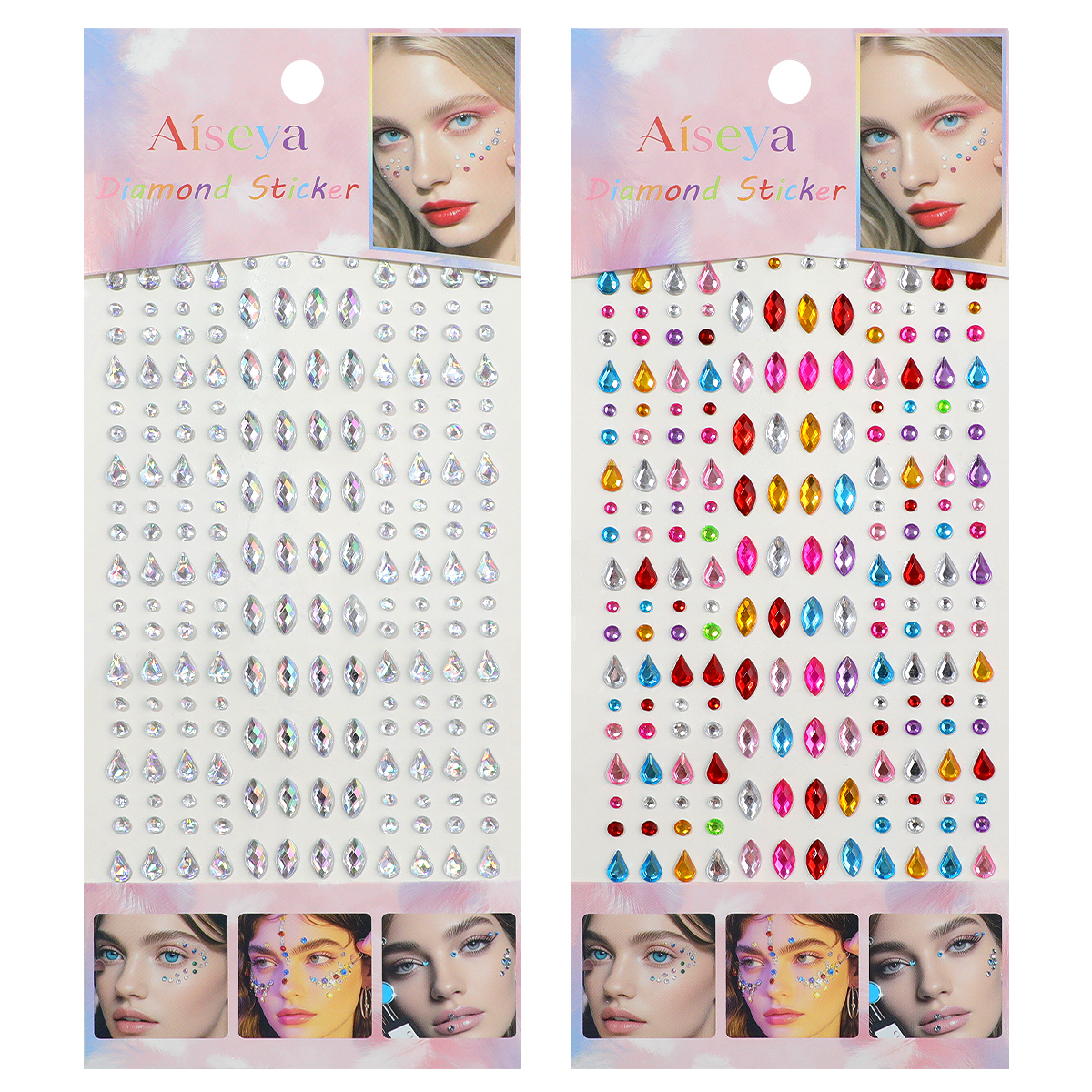 Facial makeup, diamond stickers, laser horse eye, water drop diamond, music festival party, eye makeup, bright diamond, nail art, hand-decorated water drop diamond stickers Item Picture