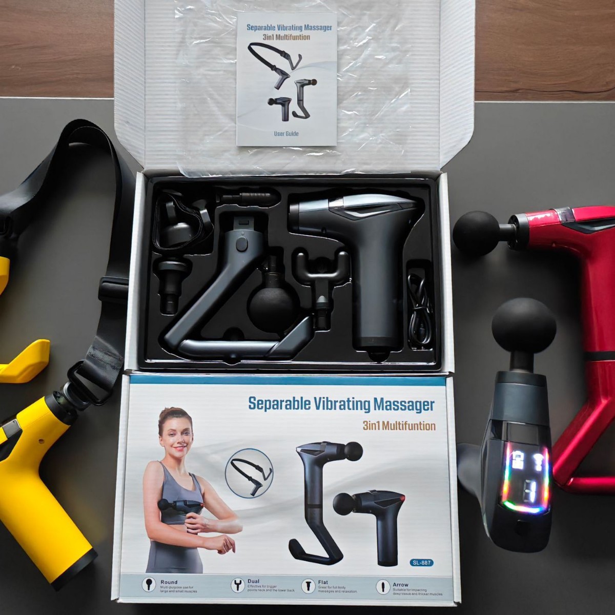 Cross-border 887 Split Pull band silent fascia gun Detachable handle vibration band massage muscle fitness gun Specification image