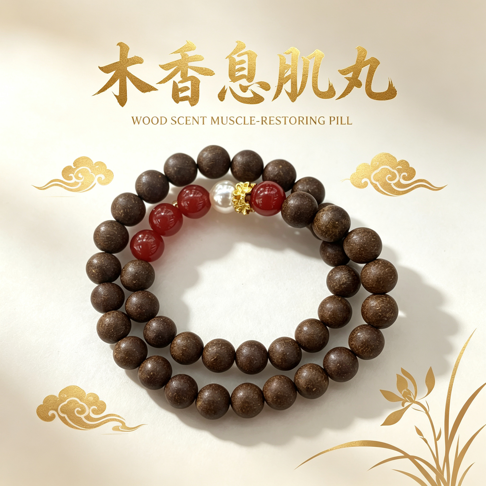 非遗古法药香珠天然药香手串佛珠手链香珠文玩手串 0.8木香息肌双圈Y2600639详情1