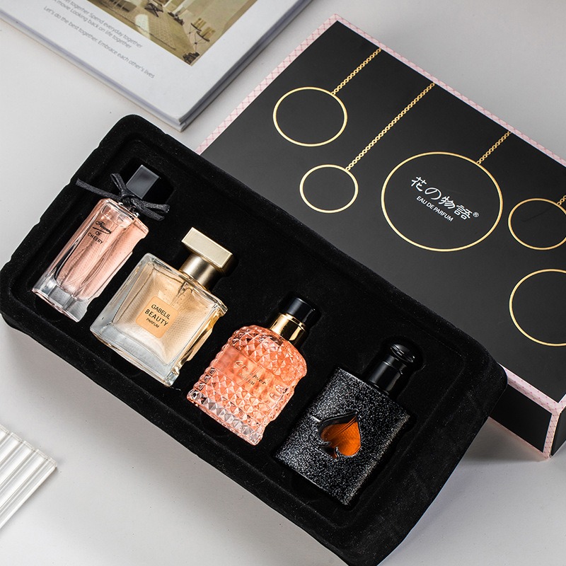 Flower Language Women's Perfume Set Gift Box, Fresh and long-lasting light Fragrance, Douyin and Kuaishou Live Streaming Bestseller Black Crow Wholesale Item Picture