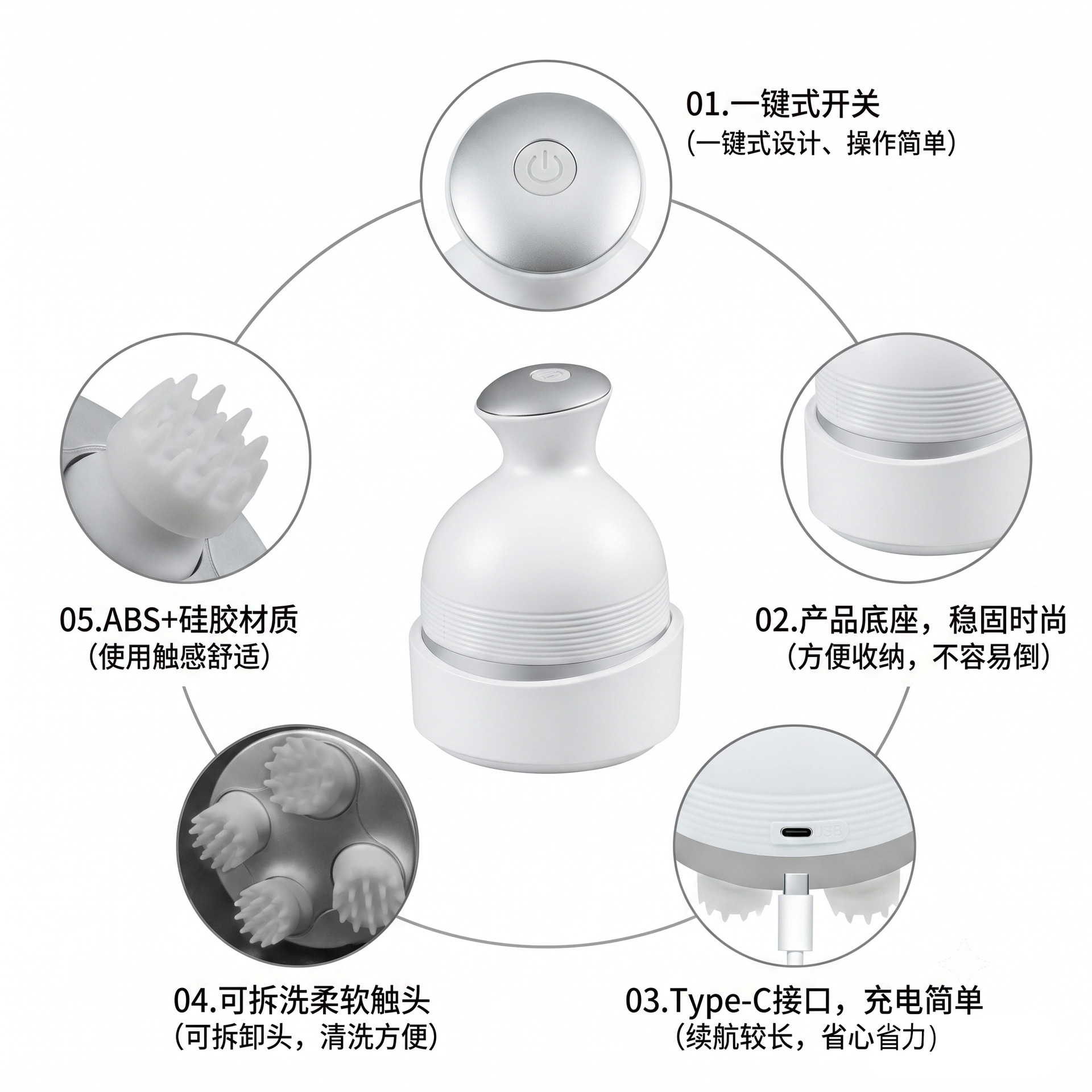 Contact scalp massager, electric kneading head massager, available for the whole body from the manufacturer in stock Item Picture
