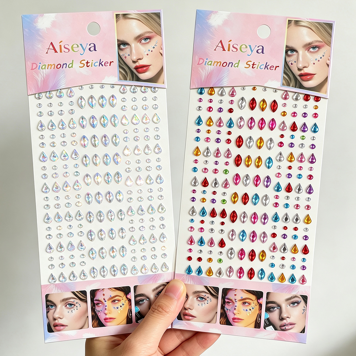 Facial makeup, diamond stickers, laser horse eye, water drop diamond, music festival party, eye makeup, bright diamond, nail art, hand-decorated water drop diamond stickers