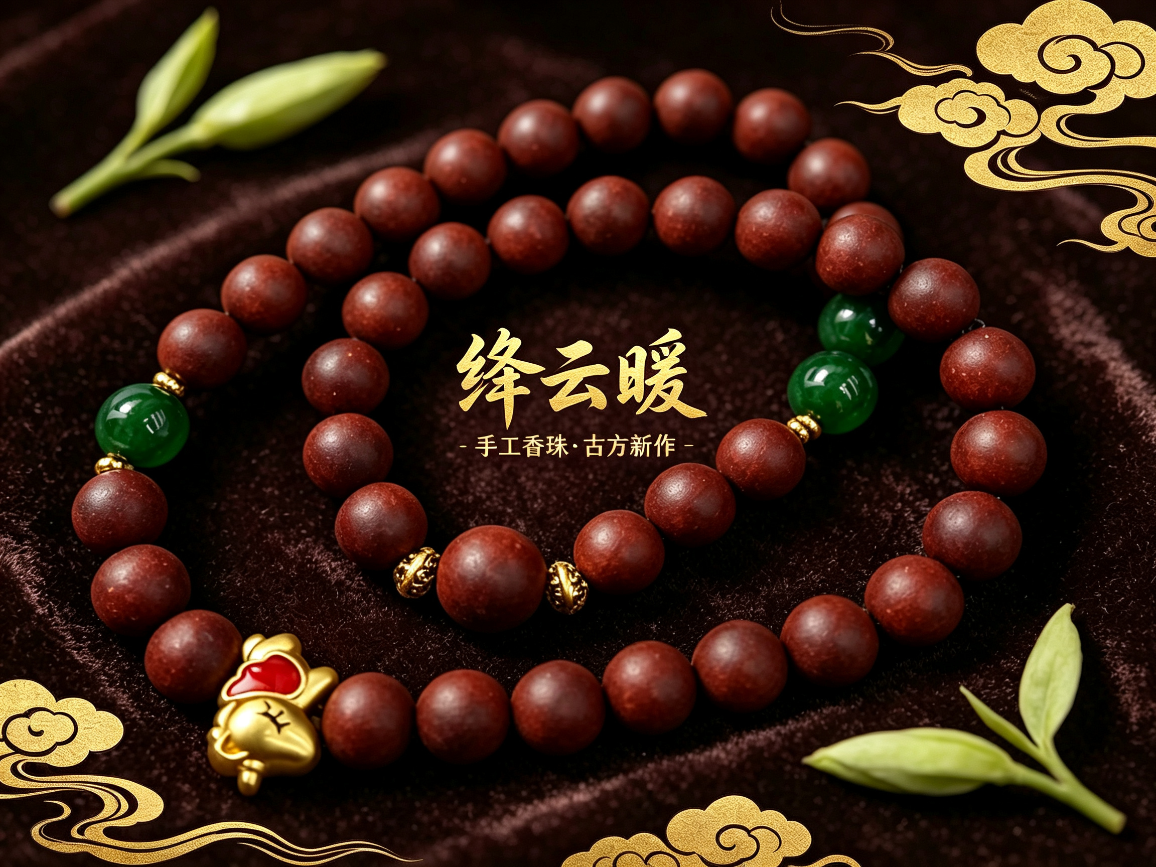 Perlas de hierbas medicinales no antiguas especias de hierbas naturales especias de mano pulsera de perlas de buda especias de fragancia especias de mano de wenjui especias de mano 0.8 abajo nube azul esmeralda caliente y seco círculo doble Y2600099