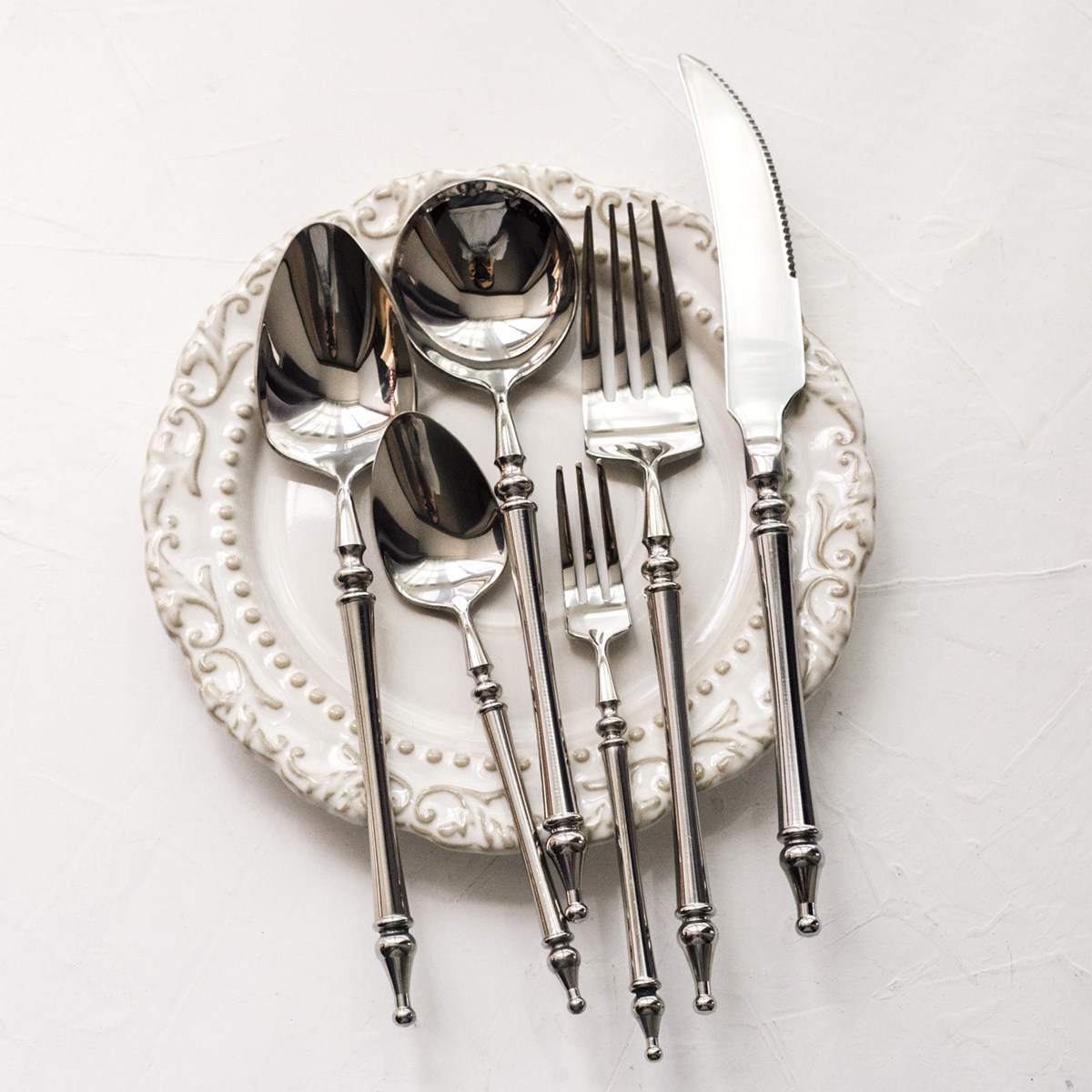 Legendary 304 stainless steel Western tableware, creative hotel restaurant high-end steak knife, fork, spoon, dessert fork and spoon set