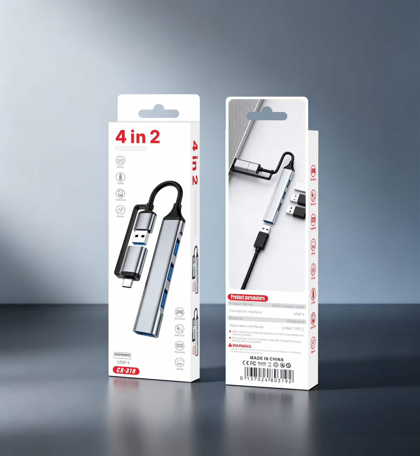 TypeC八合一转笔记本电脑扩展坞usb3.0扩展器一拖八高速USB分线器手机充电器充电器 Specification image