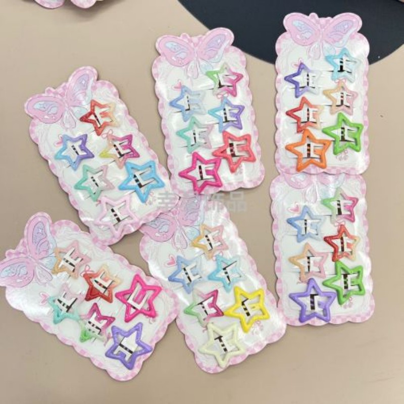 Gradient color star hair clips, children's forehead bangs, loose hair bb clips, cute little clips for babies, combined head accessories
