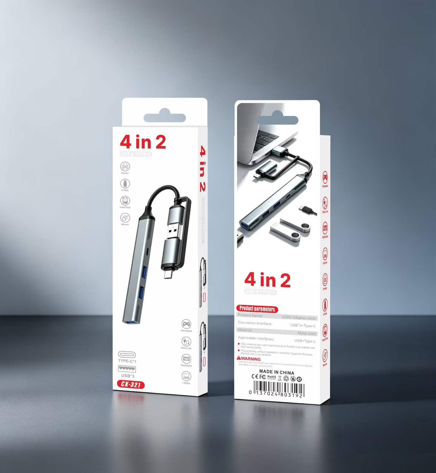 TypeC八合一转笔记本电脑扩展坞usb3.0扩展器一拖八高速USB分线器手机充电器充电器 Item Picture
