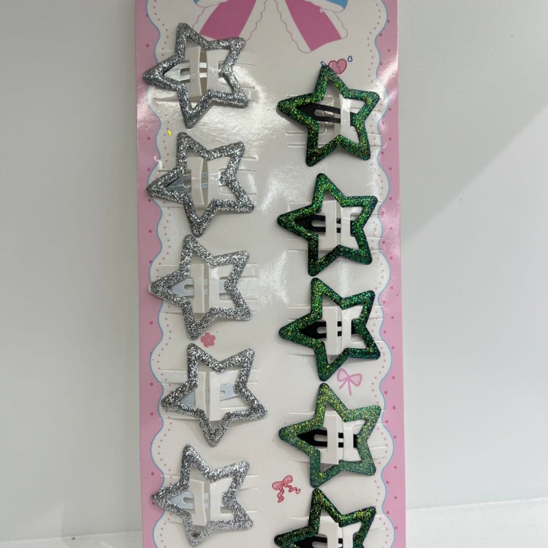 10 Dopamine Sparkling hair clips for women, side bangs clips, forehead five-pointed star clips, children's hair accessories Item Picture