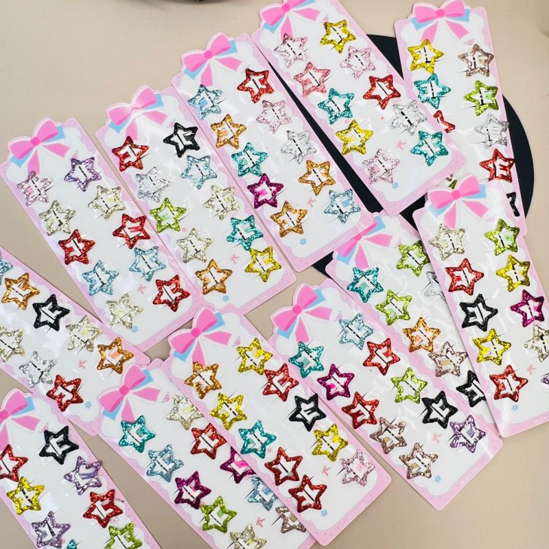 10 Dopamine Sparkling hair clips for women, side bangs clips, forehead five-pointed star clips, children's hair accessories