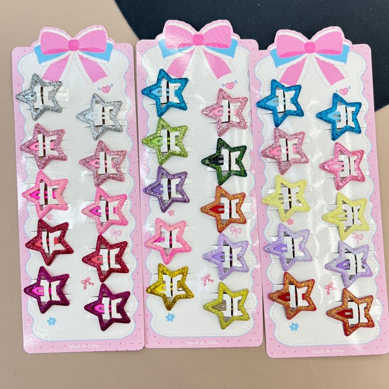 10 Dopamine Sparkling hair clips for women, side bangs clips, forehead five-pointed star clips, children's hair accessories Specification image
