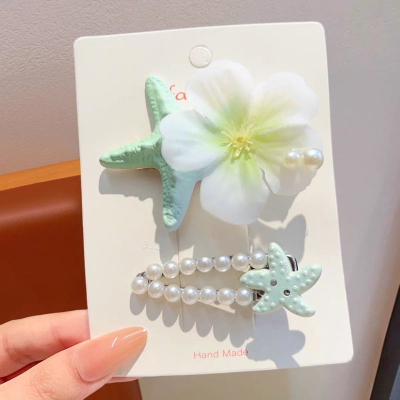 Princess Starfish Shell Hair Clip, Girl Colorful Flower Hair clip, Baby Cute Side bangs Clip, no damage to hair Item Picture