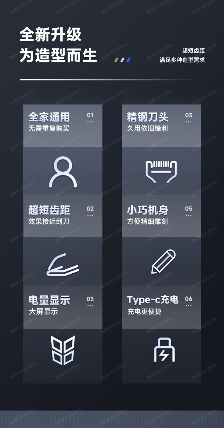 伍尚银色理发器电推剪剃光头神器发廊专用详情2