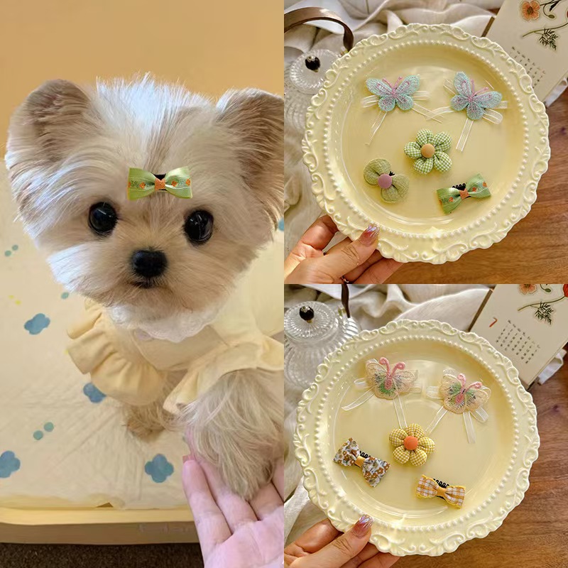 宠物头饰发夹狗狗猫咪原创法式小香风新年圣诞发箍手工发夹小皮筋不伤毛发狂甩不掉bb夹多规格多款式下单请联系客服 pic 36