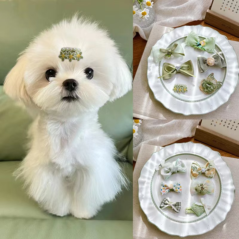 宠物头饰发夹狗狗猫咪原创法式小香风新年圣诞发箍手工发夹小皮筋不伤毛发狂甩不掉bb夹多规格多款式下单请联系客服 pic 20