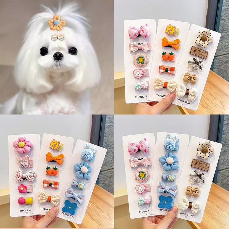 宠物头饰发夹狗狗猫咪原创法式小香风新年圣诞发箍手工发夹小皮筋不伤毛发狂甩不掉bb夹多规格多款式下单请联系客服 pic 48