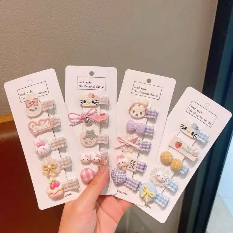 婴儿全包布鸭嘴夹可爱甜美卡通汗毛夹小宝贝刘海夹不伤发儿童发饰