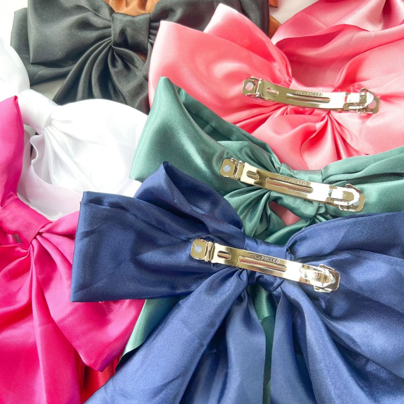 Cross-border bestsellers: Colorful bow ribbon, large hairpin, scratch-off, spring clip, solid-color back hairpin, women's hair accessory Specification image