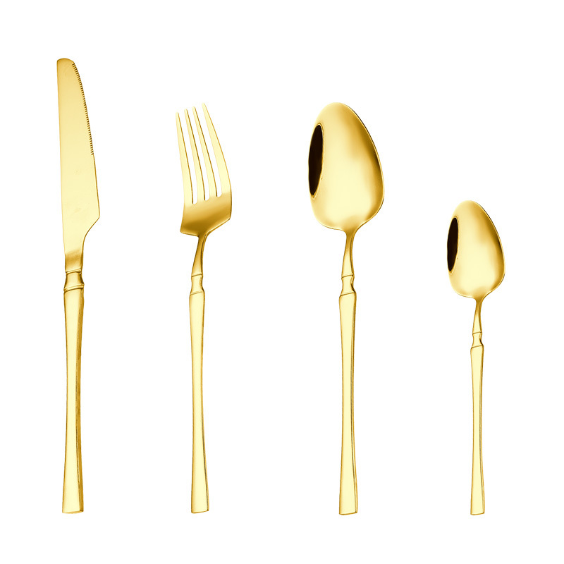 410 Little Waist Stainless Steel Tableware Hotel Western Cuisine Steak Knife and Fork Cross-border European Main Course knife, fork and spoon Set 4-piece set Item Picture