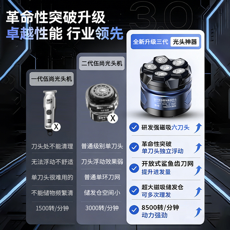 光头神器新款男士专用新款自助剃光头理发器刮光头剃须一体机