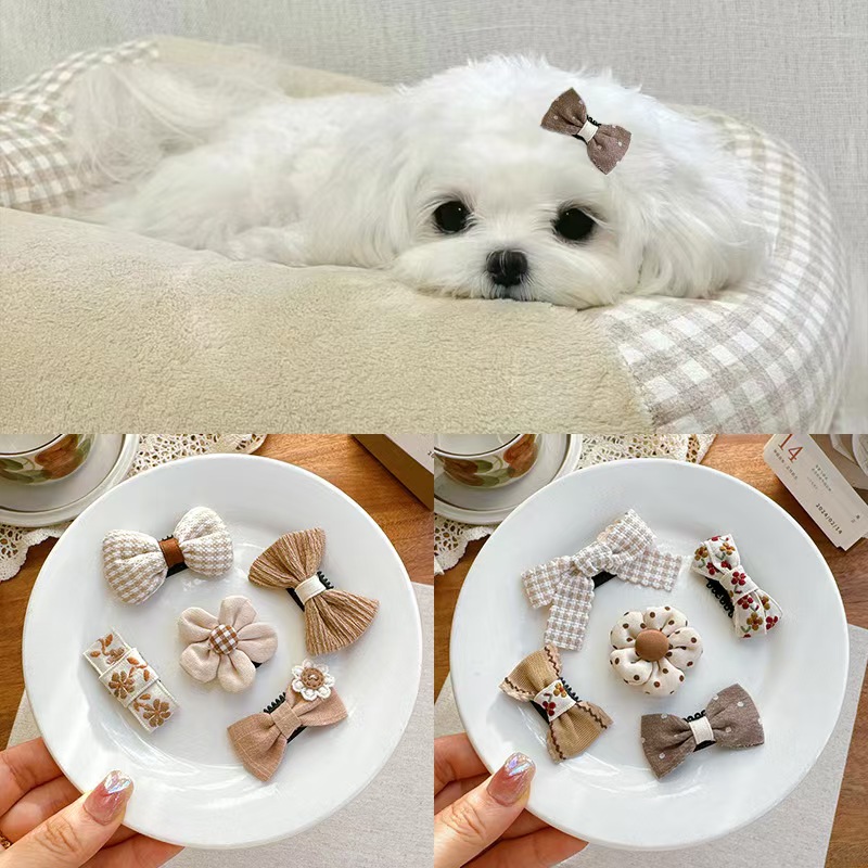 宠物头饰发夹狗狗猫咪原创法式小香风新年圣诞发箍手工发夹小皮筋不伤毛发狂甩不掉bb夹多规格多款式下单请联系客服 pic 31