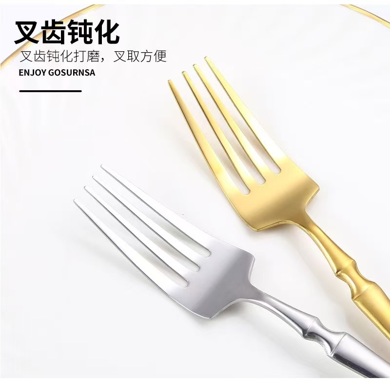 410 Little Waist Stainless Steel Tableware Hotel Western Cuisine Steak Knife and Fork Cross-border European Main Course knife, fork and spoon Set 4-piece set pic 7