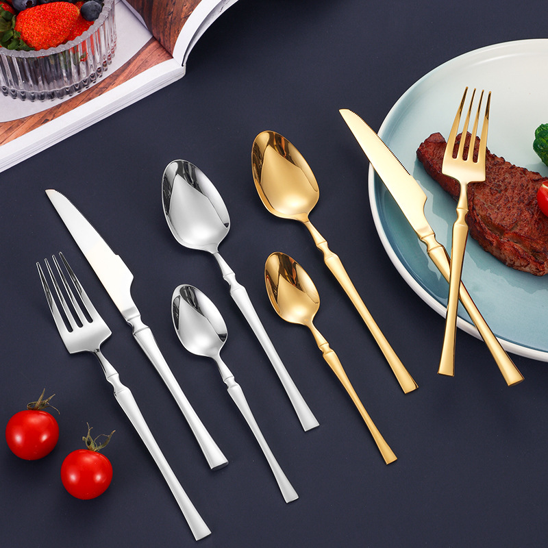 410 Little Waist Stainless Steel Tableware Hotel Western Cuisine Steak Knife and Fork Cross-border European Main Course knife, fork and spoon Set 4-piece set details Picture
