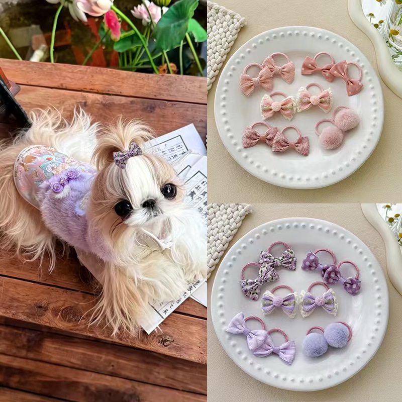 宠物头饰发夹狗狗猫咪原创法式小香风新年圣诞发箍手工发夹小皮筋不伤毛发狂甩不掉bb夹多规格多款式下单请联系客服 pic 32