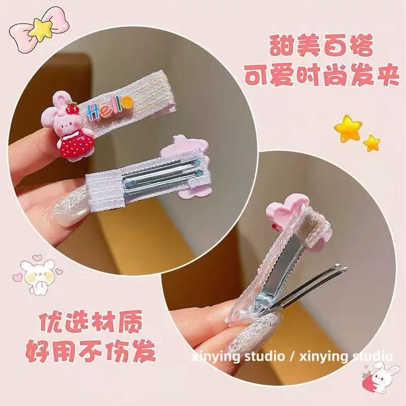 Sweet and cute children's fabric hair clips, baby cartoon flower bow hair accessories, versatile hair clips and headwear for little girls details Picture