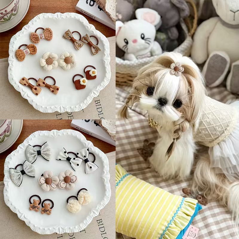 宠物头饰发夹狗狗猫咪原创法式小香风新年圣诞发箍手工发夹小皮筋不伤毛发狂甩不掉bb夹多规格多款式下单请联系客服 pic 38