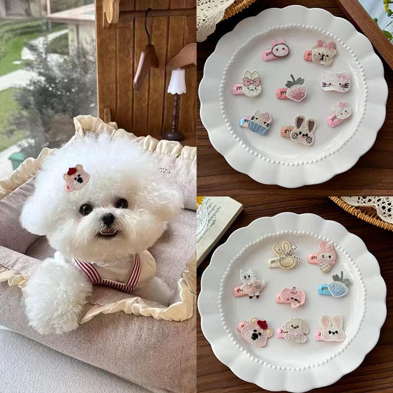 宠物头饰发夹狗狗猫咪原创法式小香风新年圣诞发箍手工发夹小皮筋不伤毛发狂甩不掉bb夹多规格多款式下单请联系客服 pic 25