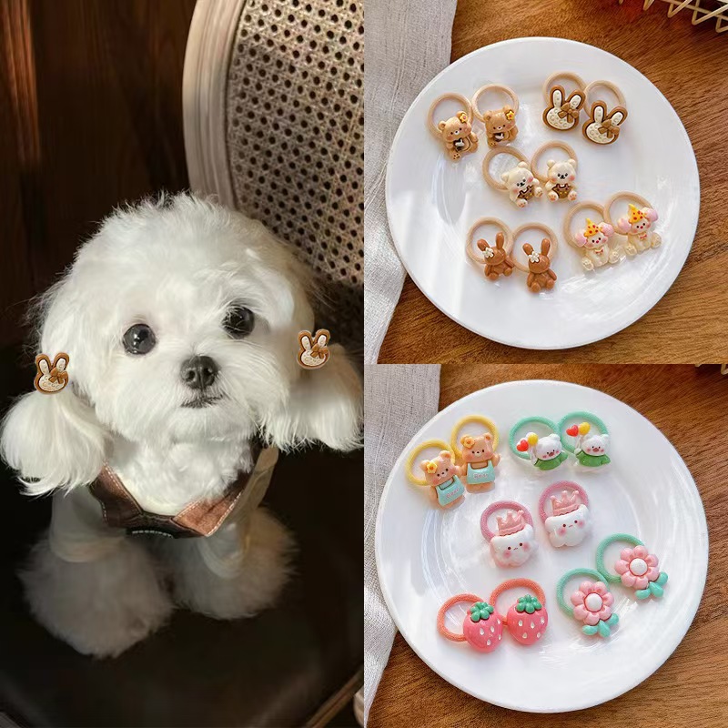 宠物头饰发夹狗狗猫咪原创法式小香风新年圣诞发箍手工发夹小皮筋不伤毛发狂甩不掉bb夹多规格多款式下单请联系客服 pic 3
