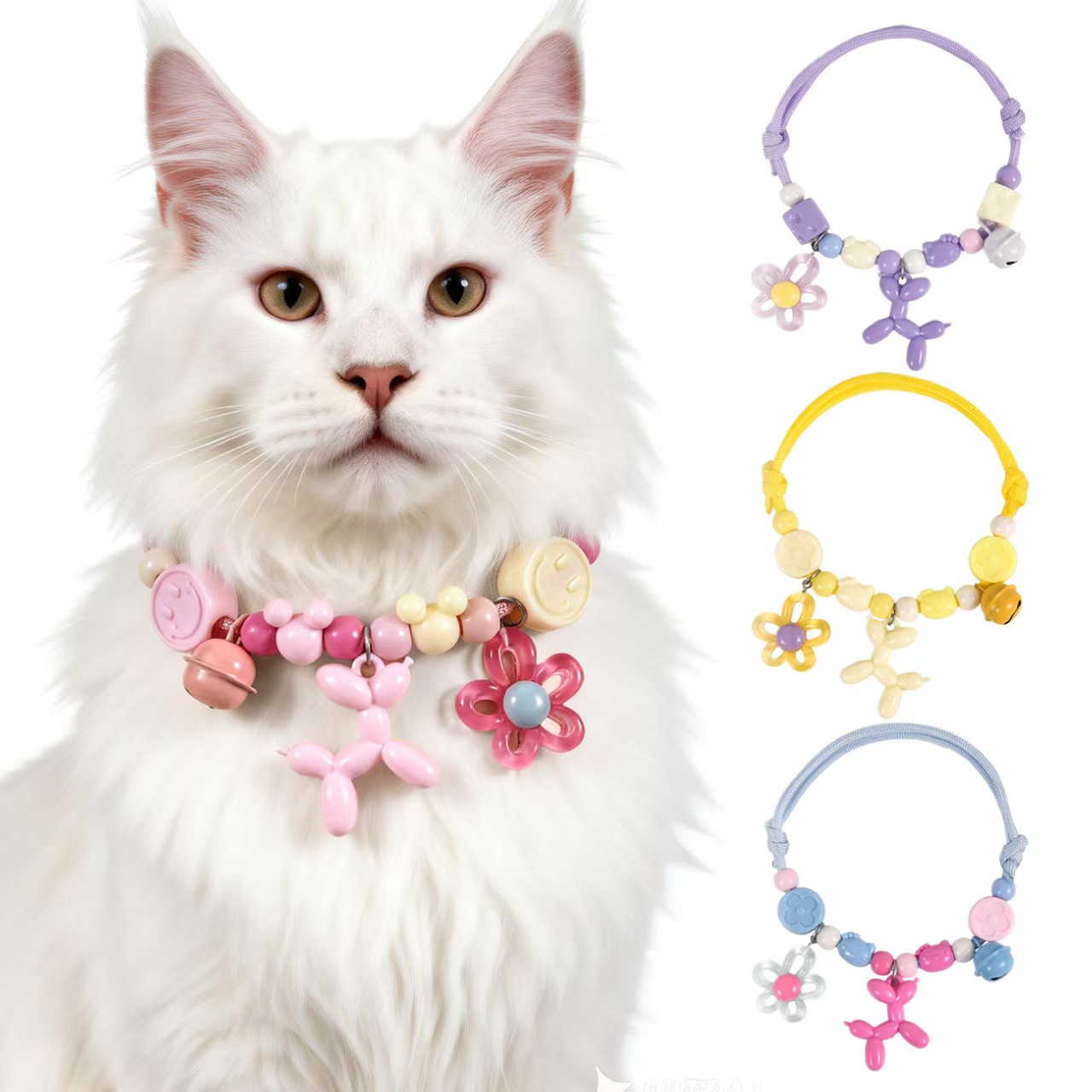 DIY handmade material kits for pets, cats and dogs, bell collars, cartoon color three-dimensional letters, mobile phone numbers, necklaces, accessories and neck collars. Wholesale of various styles. For orders, please contact customer service details Picture