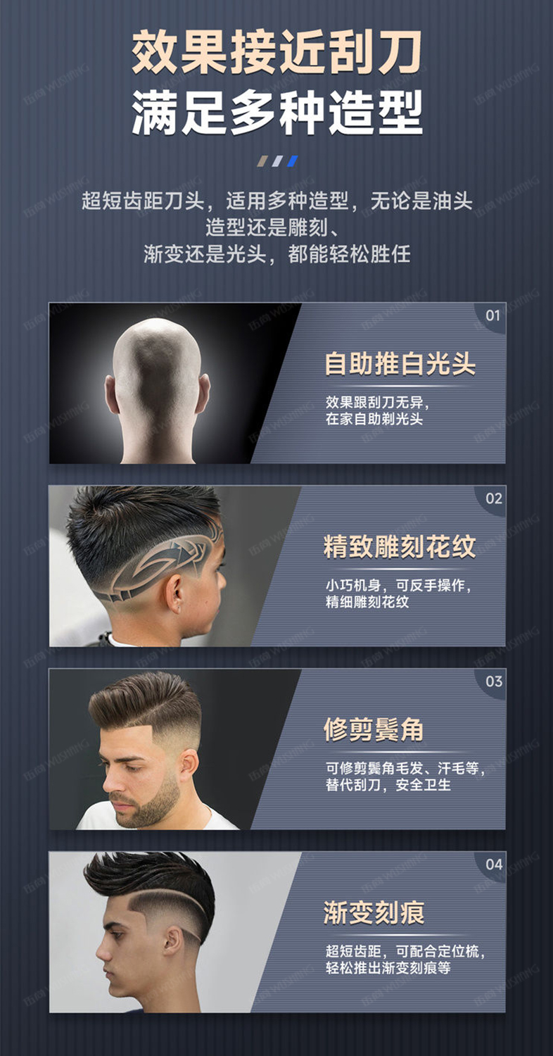 伍尚银色理发器电推剪剃光头神器发廊专用详情3