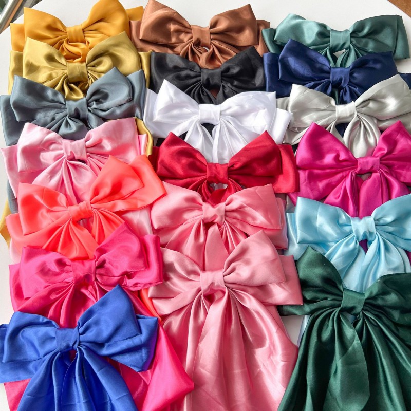 Cross-border bestsellers: Colorful bow ribbon, large hairpin, scratch-off, spring clip, solid-color back hairpin, women's hair accessory details Picture