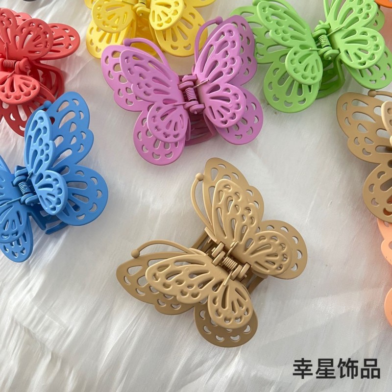 彩色立体蝴蝶抓夹百搭热销新款鲨鱼夹发饰橡皮漆奶茶色彩色头饰品详情1