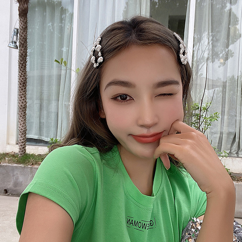 发夹爱心珍珠闪钻侧边夏季网红夹子边夹刘海夹头饰女碎发细节图