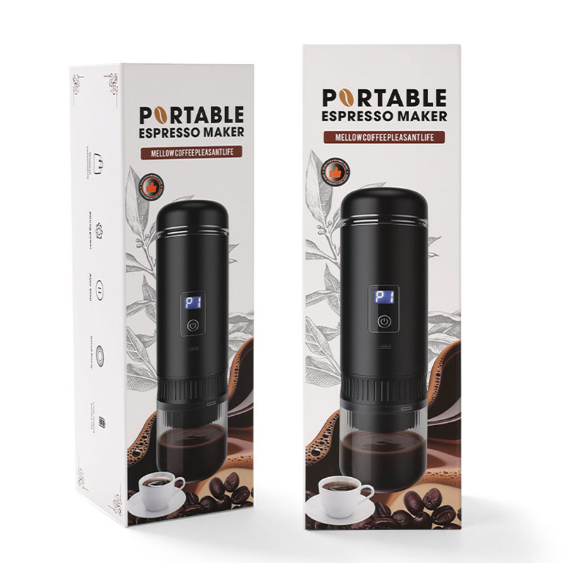 A portable small coffee machine hand-brewed pot in white and black Specification image