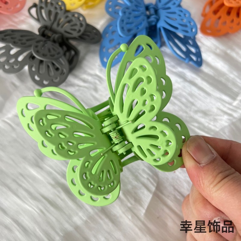 彩色立体蝴蝶抓夹百搭热销新款鲨鱼夹发饰橡皮漆奶茶色彩色头饰品详情10