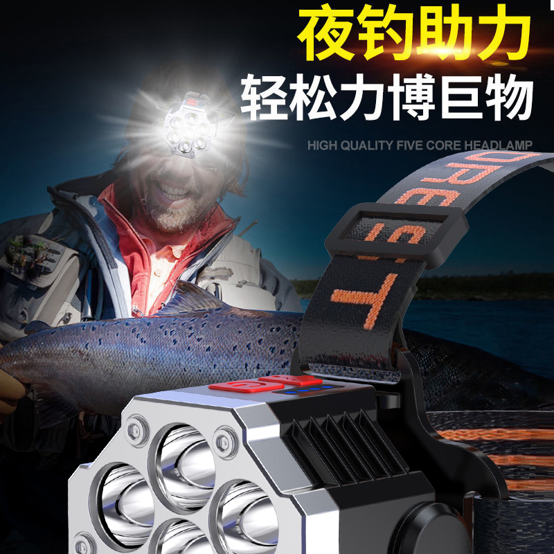 Wushang headlamps, outdoor headlamps, head-mounted nine-head lamps, ultra-bright and long-lasting flashlights, night fishing lamps, and illuminated miner's lamps Application Scenario