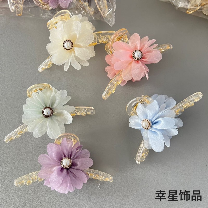11cm新款花朵发夹仙气抓夹挽发大号仙女鲨鱼夹时尚百搭小众头饰品