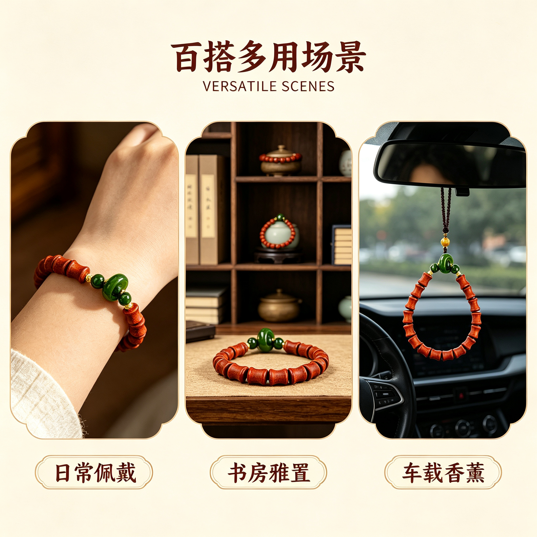 手串/合香珠/水晶手串/紫水晶手串/中医药文创白底实物图