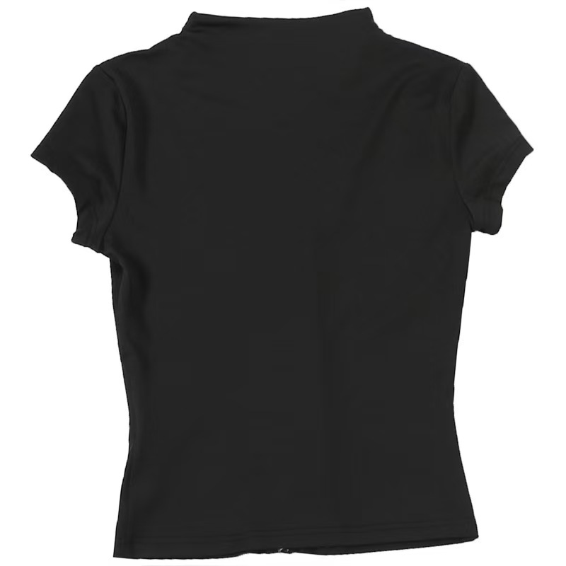 This is a new Spring/Summer 2026 women's collection from Europe and America, featuring a fashionable street style with a stand-up collar and button-down design, as well as a hollowed-out tight T-shirt top Application Scenario