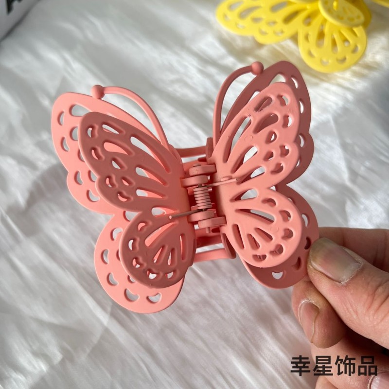 彩色立体蝴蝶抓夹百搭热销新款鲨鱼夹发饰橡皮漆奶茶色彩色头饰品详情9