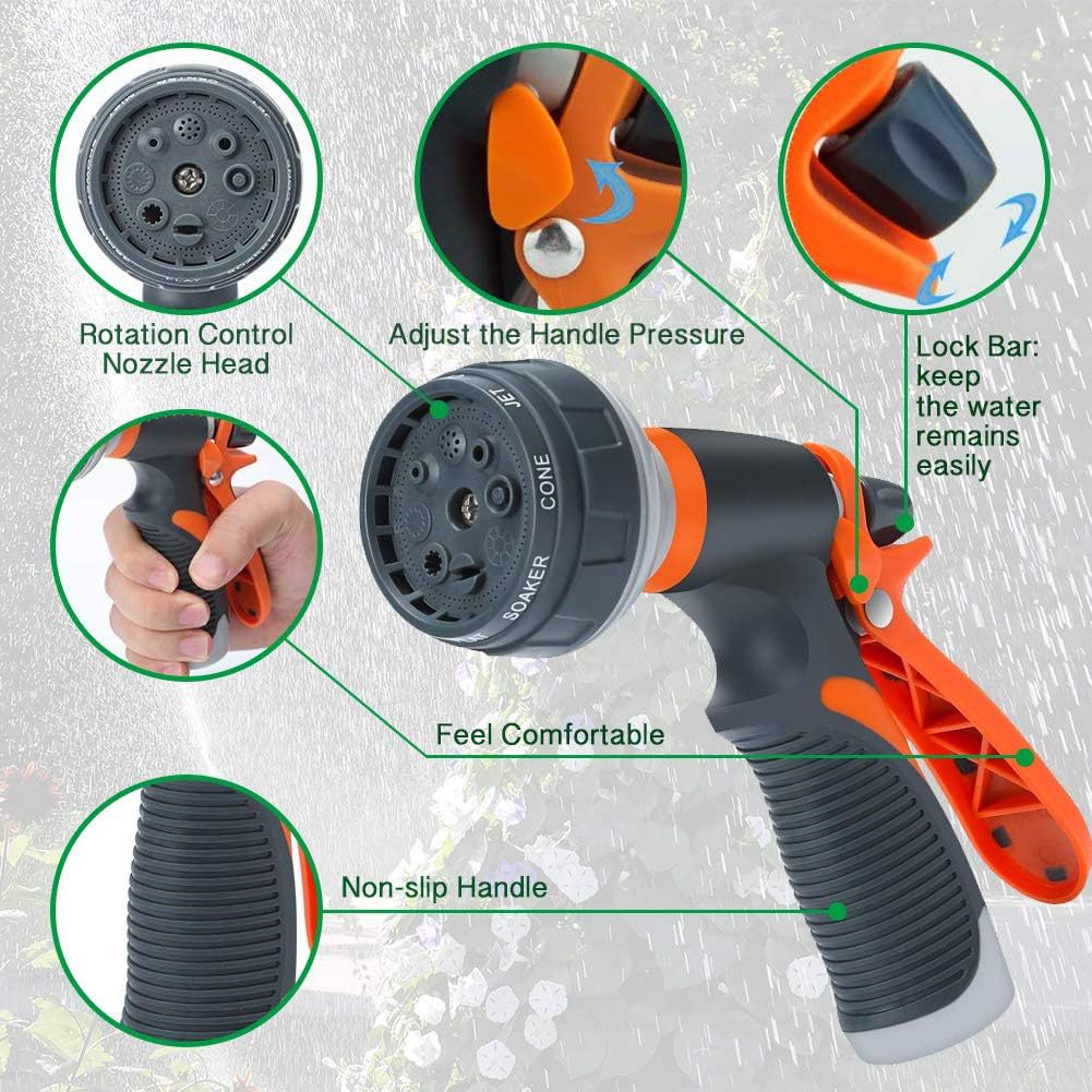 8-function rubber-coated water gun, garden watering, car washing high-pressure nozzle, garden irrigation, household cleaning water gun set Specification image
